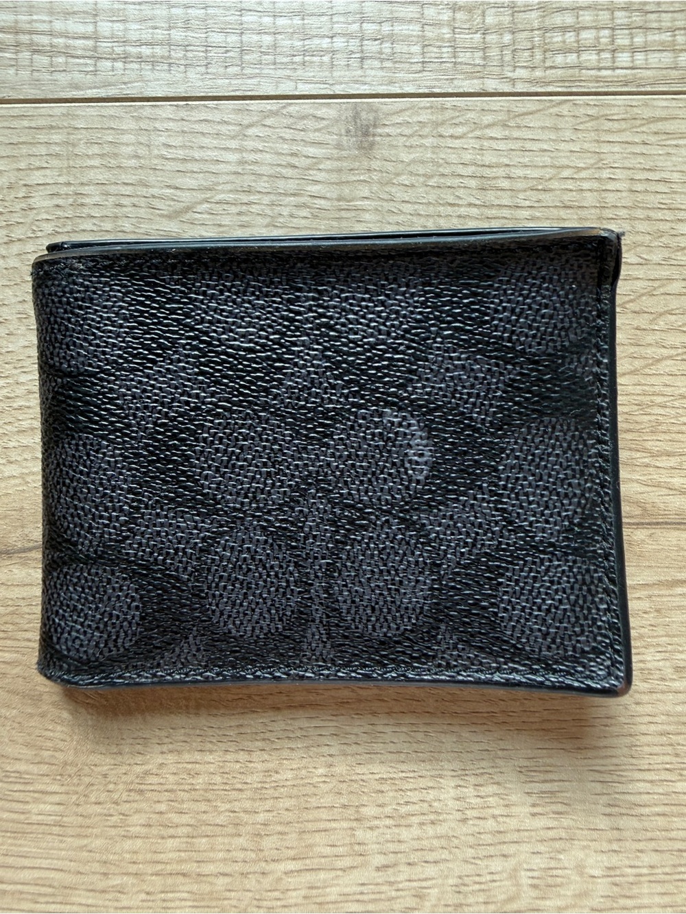 COACH Men's Black Signature Pattern Bifold Wallet